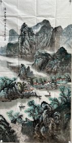 【保真字画，得自画家本人】 左杭林137X68cm！ 从小酷爱美术，受家乡名师杨遇春的影响，终日耕耘不止。后师从海派大家应野平，黄幻吾、胡振郎，使画艺日渐娴熟。现为云间画院画师，牡丹画院院士，海墨社会员，黄浦画院画师，上海美术家协会会员，申江书画院院长