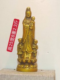 纯铜观音送子，纯手工打造，包浆自然，开脸慈祥，细节如图