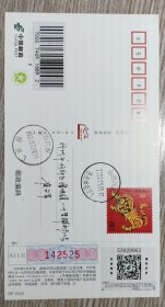 虎年明信片销山西兴县《恶虎滩收寄》日戳。