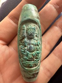 高古象雄天珠阳刻精雕观音天珠