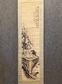 古筆观音菩萨像【田能村直入】 
1814 - 1907名痴，字顧絕，號小虎、小虎散 人、笠翁、青灣漁老、青灣茶寮、青椀、直入山樵、山樵、 畫仙堂、竹翁居士。豐後國（今大分縣）生人。9歲入田 能村竹田門下，後成為其養子，並易姓田能村。儒學從 師籙崎小竹、大鹽後素。1882年參與籌建京都府畫學 校，初任校長，辭職後又創建南宗畫學校，是明治時期
南宗畫的倡導者，京都畫壇的重鎮