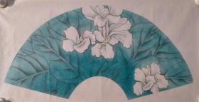 陈壁光工笔画作《兰花》一幅，纸本托片，尺寸:23*60