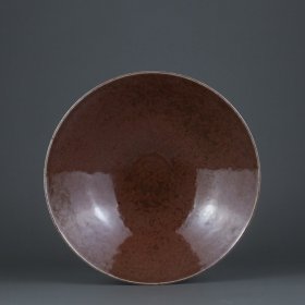 清代 豇豆红釉斗笠碗 高度7cm，口径22.7cm。