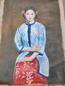 陈逸鸣油画1987年，古典美女，笔触细腻，陈逸飞弟弟，知名油画家