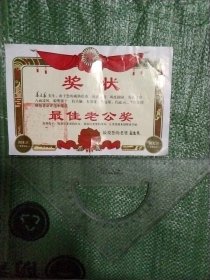 最佳老公奖:奖状(上面盖有未知文字大印章一枚，详见如图)