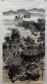 山水画老软片，张復兴，尺寸137X70公分