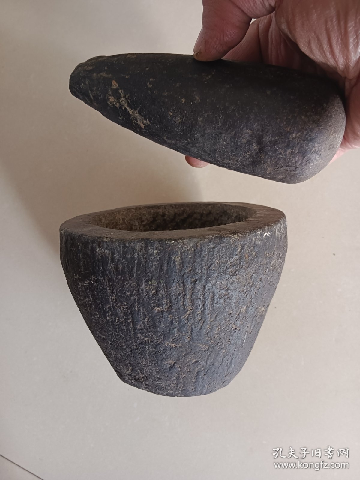 老青石臼 完整 高10 外径13.5内口径9.5