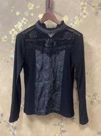 老款 黑色长袖 绣花女T恤衫 衣长约为59CM 袖长约为58CM 胸围约为44CM
