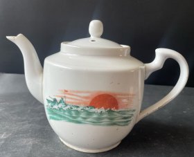 战船景色图茶壶