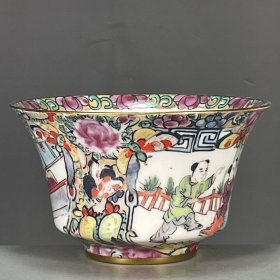 瓷器旧货古董古玩捡漏大清乾隆年制粉彩人物故事图纹茶杯