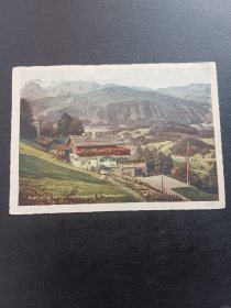 德三-贴兴登堡邮票希魔故居图案实寄明信片一件
