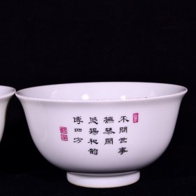 大清雍正年制粉彩珐琅彩高士图听琴图知音宫式碗 高5.8径11.2厘米2