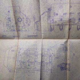 北京BJ—130轻型载重汽车发动机，1972年大幅晒蓝图