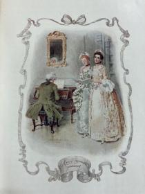 豪华羊犊皮精装：The Vicar of Wakefield 《威克斐牧师传》1904年初版豪华烫金vellum羊犊皮封面特装本， 插画大师C. E. Brock 绘本豪华满堂烫金精装古董书 24张早期套色插图 品相绝佳