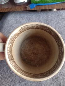 民国左右 外国定制瓷制大茶杯，外国城堡图案，8.4*12*8.1cm