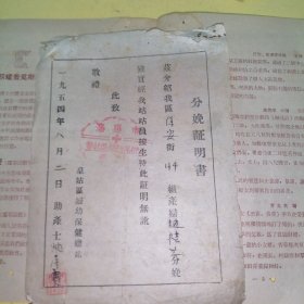1954年分娩证明书（皇姑区妇幼保健总站）