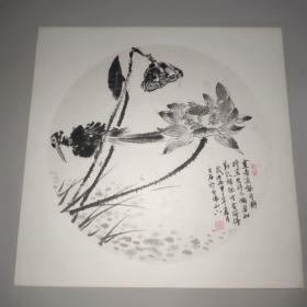 孙磊国画(50x50cm镜心)。孙磊字三石，1953年生于山东省淄博市周村区，现居北京。先后就学于山东艺术学院，中央美院，师从靳尚谊、朱乃正、钱绍武等，并得到李可染、吴作人、沈鹏等先生指导。中国巨微艺术研究院院长，国家一级美术师。