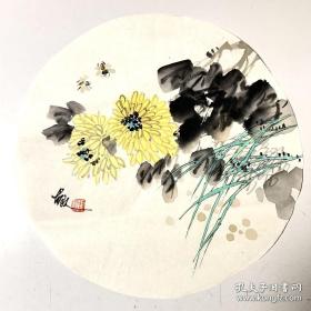 胡人国画团扇花鸟小品251
