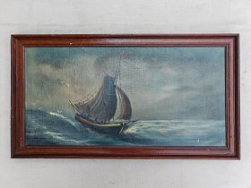 署名不详欧洲风景油画“海上航行的船”6030L