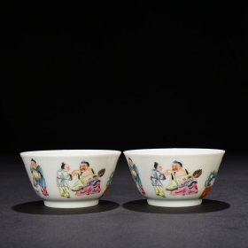 清雍正粉彩高士人物杯 4.5*9厘米