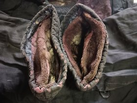 老皮棉大衣 长身皮毛棉袄 袖口衣襟自然磨损