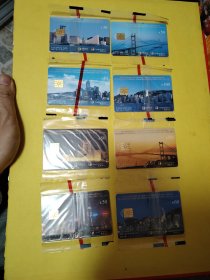 中国电信与香港电讯联合发行 香港回归纪念IC电话卡，一套卡里居然双币值（人民币与港币）8全 全新原封套 超难得