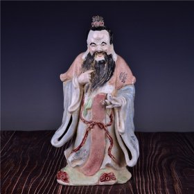 旧藏加彩塑像孔子古董古玩古瓷器文玩艺术收藏品