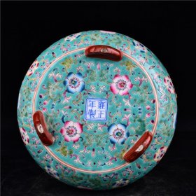 清雍正本金珐琅彩缠枝花卉纹三足双龙耳香炉古董古玩古瓷器规格