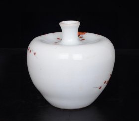 清乾隆粉彩矾红描金花鸟纹酒樽 13x12.5