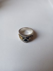正品rockride黑曜石骑士戒指