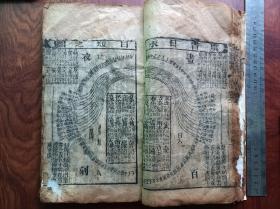 超大开本木刻古籍《 象吉备要通书 》尺寸28×16.5厘米。卷一至卷五前面序言两页皮损修复末尾三页破损较重有修复。