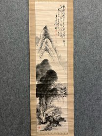 古筆山水图【田能村直入】 
1814 - 1907名痴，字顧絕，號小虎、小虎散 人、笠翁、青灣漁老、青灣茶寮、青椀、直入山樵、山樵、 畫仙堂、竹翁居士。豐後國（今大分縣）生人。9歲入田 能村竹田門下，後成為其養子，並易姓田能村。儒學從 師籙崎小竹、大鹽後素。1882年參與籌建京都府畫學 校，初任校長，辭職後又創建南宗畫學校，是明治時期
南宗畫的倡導者，京都畫壇的重鎮。歷任博覽會與繪畫 共進會審查員