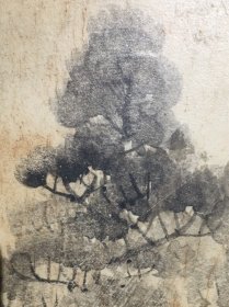 日本名家绘画：横山清晖《月色松林图》扇面（保真）