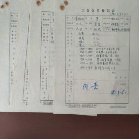 H7217：著名翻译家 李胜北、容新、任刚、李修章 1983年填写工会会员登记表一组四页