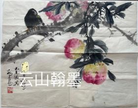 乔木《寿桃图》保真