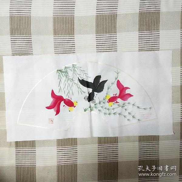 【国画】《金鱼扇面》，内容丰富，品相好！