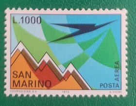 圣马力诺邮票 1972年航空邮票-蒂塔诺山 1全新