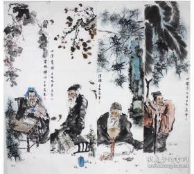 河南省美协会员高峰精品人物四条屏。