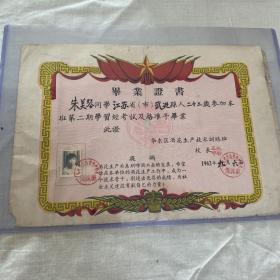 毕业证，1962年，华东区酒花生产技术培训班毕业证，带1962年奖状合售，啤酒酒花毕业证，特别稀少，中间有小洞破损，如图、