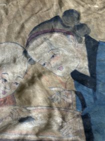 yp10《唐寅人物》,旧藏羊皮画 尺寸:长90cm左右宽60cm左右 材质:皮质画