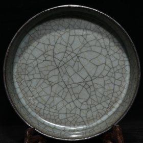 官瓷包口鎏银洗，高4.5cm直径17cm，