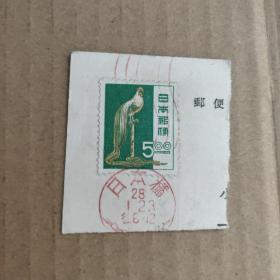 日本1951年一次国宝长尾鸟邮票，信销随机发