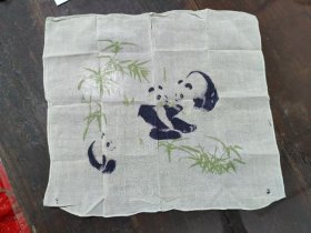 #24101313，熊猫图案手绢，手帕，品如图。