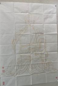 【终身保真字画，得自画家本人】陈德化，134X96cm！
         陈德化，男，祖籍广东英德市，1959年9月生於广东韶关曲江，别号: 阿德、阿化、粤北山人。高级美术师，孔子美术馆客座教授。中国民族民间艺术专业学校毕业，师从黄独峰，万兆元，擅长书法、工笔人物重彩，研习敦煌壁画，藏传佛教壁画，永乐宫壁画，法海寺壁画等佛教绘画四十余年。中国国画院画家，中国民族研究院理事，中国国学研究院理事