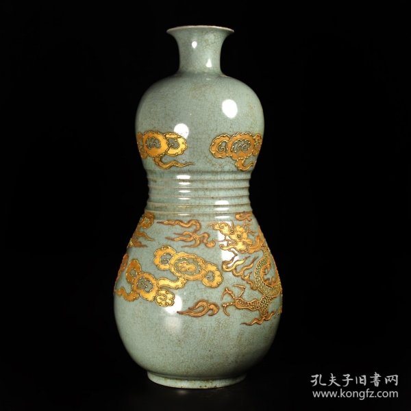 金器铜器黄金器皿铜鎏金掐丝瓷器花瓶摆件 约1045克