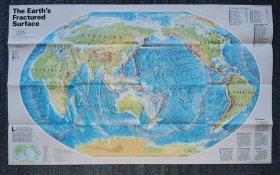 National Geographic国家地理杂志地图系列之1995年4月 The Earth's Fractured Surface 地球板块构造地图