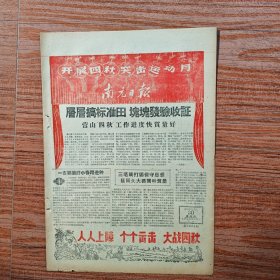 南充日报1958年11月19日（我区棉花产量突增，单产比去年增产一倍半；马鞍公社创奇迹，亩产皮棉超千斤；财贸红旗全区飘，各路卫星争上天）