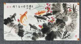 国画小写意花鸟精品《鱼跃芙蓉池》王学增,号:雪峰轩;现任:中国昊业书画研究院副院长、中国国际书画研究院理事理事、河北美协会员。 (画工精细)这种贵气文人气的写意画很难见了。最近清库 价格超低