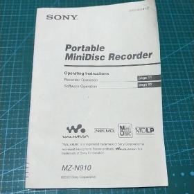 SONY Portable MiniDisc Recorder MZ-N910 说明书【英文版】