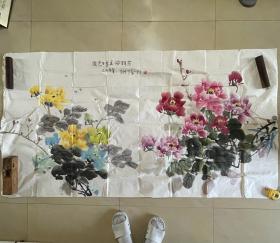 张丁三 牡丹花图 花卉画 字画 国画 纯手绘 横幅 作品